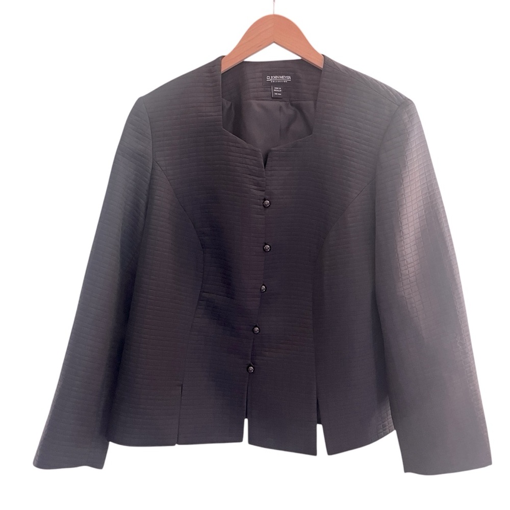 JOHN MEYER Black Textured Women's Suit Jacket Sz 16W - Picture 7 of 9
